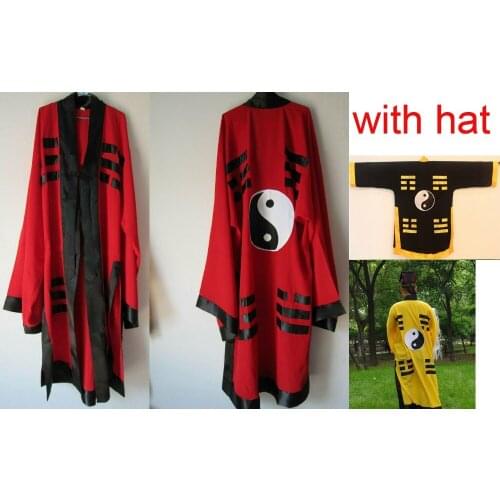 Unisex 3colors red/black/yellow tai chi suits Taoism uniforms taoist robe gown clothing vestment
