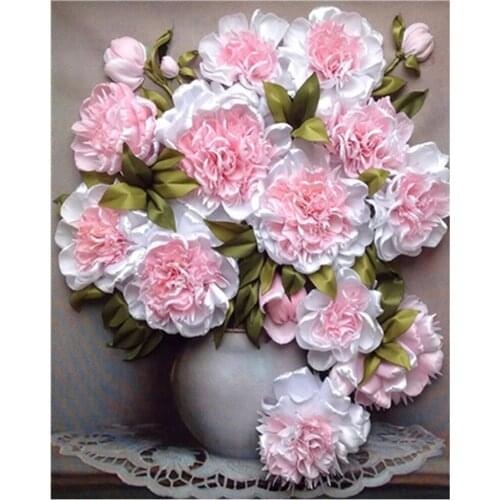 Bright Flower DIY 11CT Embroidery Cross Stitch Kits Craft Needlework Set Printed Canvas Cotton Thread Home Wholesale