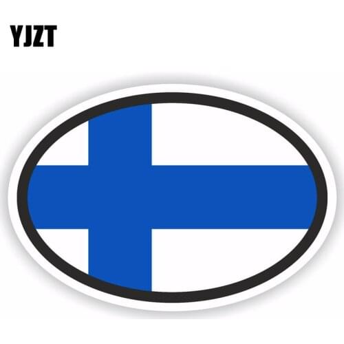 YJZT 12.2CM*8.2CM Car Accessories Finland Flag Oval Motorcycle Helmet Car Sticker 6-1830