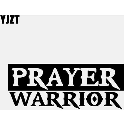 YJZT 13.7CM*5.5CM PRAYER WARRIOR VINYL DECAL CAR STICKER PRAYER FAITH GOD CHRISTIAN Black/Silver C3-1410