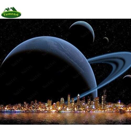 YUMEART DIY Diamond Painting Cross Stitch"Planet abstraction space city"Full Diamond Embroidery Rhinestones Mosaic Home Decor