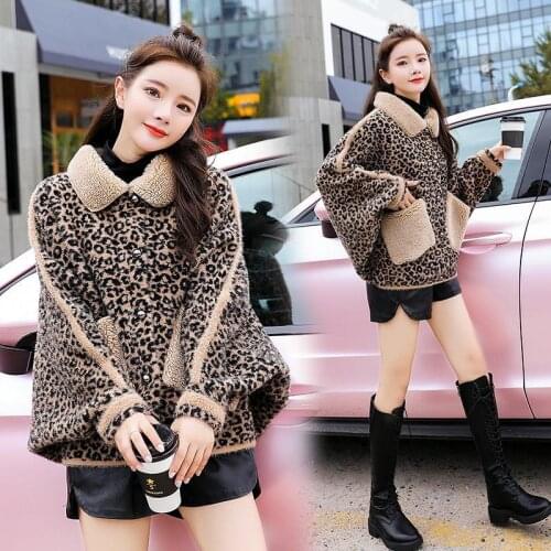 Women 2021 Autumn Winter Leopard-print Imitation Mink Jacket Female Fashion Sweater Knit Cardigan Ladies Warm Casual Coat A210