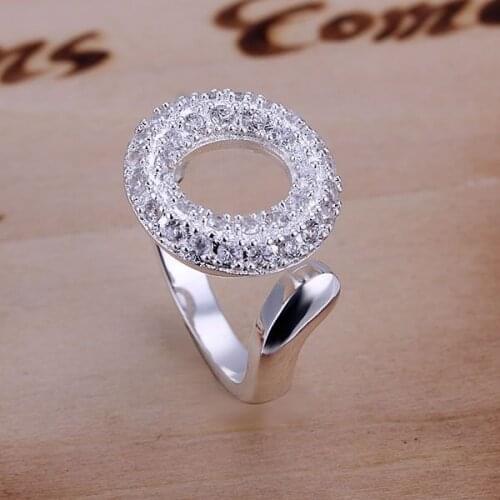 Free Shipping 925 Sterling Silver Ring Fine Fashion Zircon Opening O Silver Jewelry Ring Women&Men Gift Finger Rings SMTR028