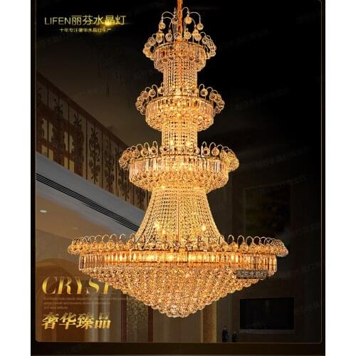 1.2*1.8m 517 Crystal Ball LED European Big Droplight Stairs Long Chandeliers Villa Building In Building the Golden Light 110-240