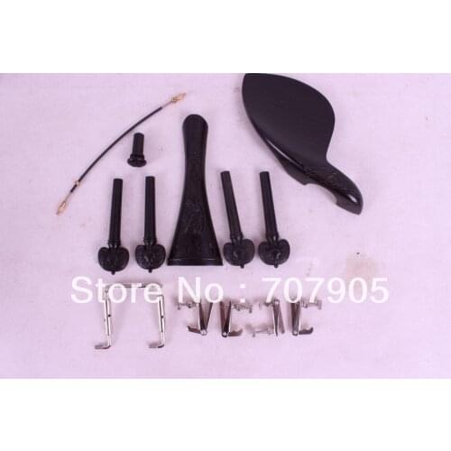 1 set 4/4 violin parts ebony,tuner peg chinrest tailpiece tail gut endpin #W1-1