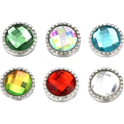 10pcs/lot New 18mm Snap Buttons Jewelry Rhinestone Mixed Color Buttons Snap Jewelry Fit 18mm Snap Bracelet Necklace Jewelry