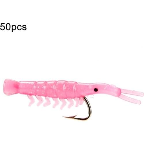 100Pcs/Set Fake Shrimp-Shaped Lure Bionic Faux Bait Fake Shrimp Lure Bionic Shrimp With Luminous Shrimp-shaped Soft Bait