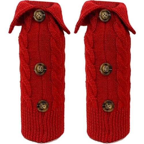 2 Pcs Christmas Wine Bottle Cover Bags Knitted Wine Sweaters Cover Dress for Xmas Dinner Table Home Decorations