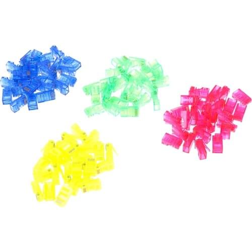 20pcs/pack RJ45 Module Plug Ethernet Cables Network Connector Gold Plated Leads Crystal Heads Cat5 Color Cat5e