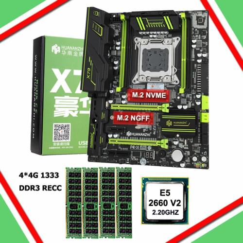 2018 hot sell Brand HUANAN ZHI X79 LGA2011 motherboard with M.2 slot CPU Xeon E5 2660 V2 SR1AB 2.2GHz RAM 16G(4*4G) DDR3 REG ECC