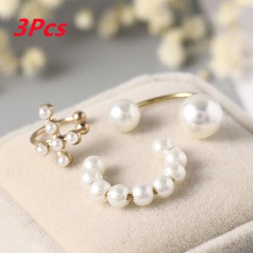 3 Pcs Ear Cuff Cross Clip Pearl Earrings Fake Piercing Earcuffs for Women Earcuff Clip on Earings Jewelry No Hole Accessories