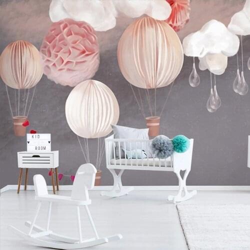 Custom 3D Mural Wallpaper For Kids Room Hot Air Balloon Poster Photo Background Wall Painting Children Room Bedroom Decoration