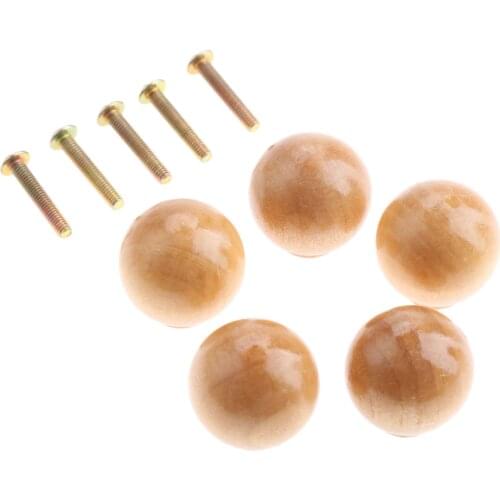 5Pcs Wood Cabinet Drawer Wardrobe Knobs Wooden Furniture Handles Cabinet Kitchen Drawer Wardrobe Door Pulls Furniture Hardware