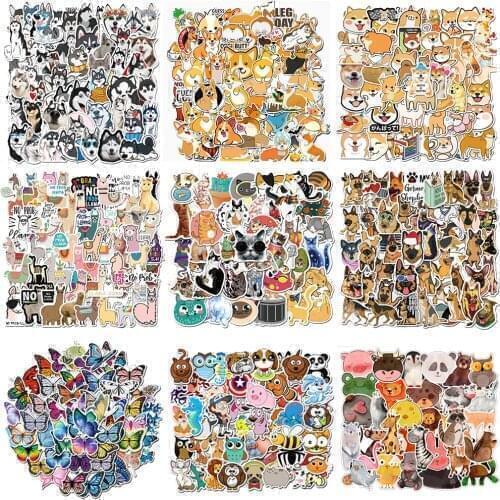 50pcs Cute Waterproof PVC Animal Cartoon Graffiti Stickers Skateboard Suitcase Guitar Funny Sticker For Samsung Laptop Phone Pad