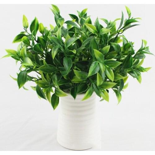 7 branches green artificial plants for garden bushes fake grass eucalyptus orange leaves faux plant for home shop decoration