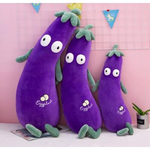 70cm Cute Eggplant Plush Plant Stuffed Toys Soft Plushie Vegetable Pillow Cushion Toys for Kids Girls Birthday Gifts Home Decor