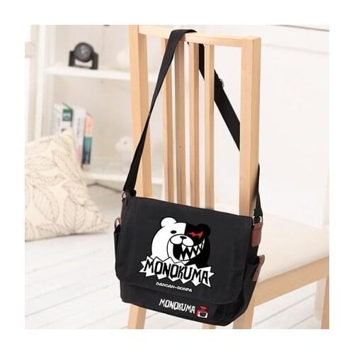 Anime Danganronpa V3 Black White Bear Crossbody Bag Cosplay Costume High School Student Bag Necklace Watch Pendant