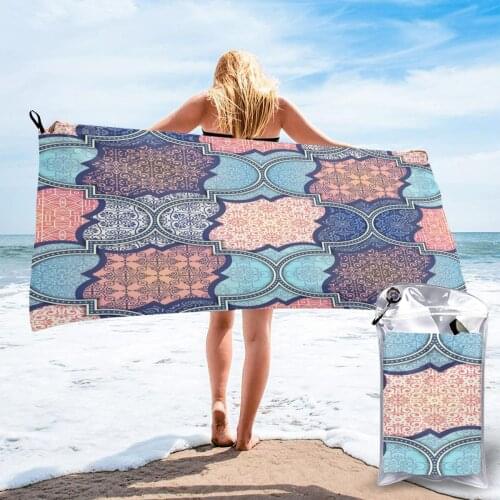 Bath Towel Abstract Ethnic Pattern Quick Dry Large Towel Thin Absorbent Soft Towel for Home Travel Camping Swimming Beach Sport