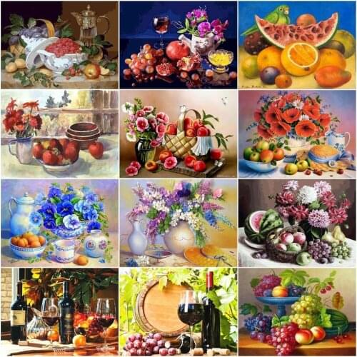 GATYZTORY Frameless Grape Fruit DIY For Adult Decor For Home Oil Painting By Numbers Flowers Gift For Home Decor Arts 40x50cm