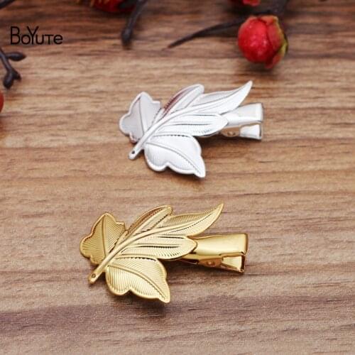 BoYuTe (20 Pieces/Lot) 30*35MM Maple Leaf Welding 35MM Hair Clips DIY Hair Accessories Materials Factory Supply