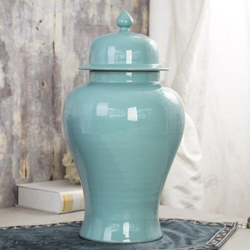 Jingdezhen Ceramic Temple Jar Furnishings Chinese ginger jar vase Model Living Room Home Decoration blue porcelain ceramic jar