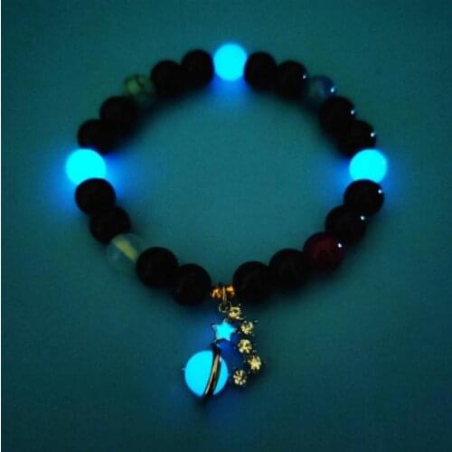 Fluorescence Elastic Jewelry Fashion Creativity Luminous Men Charm Natural Stone Bead Bracelet Glow In The Dark Women Bracelets