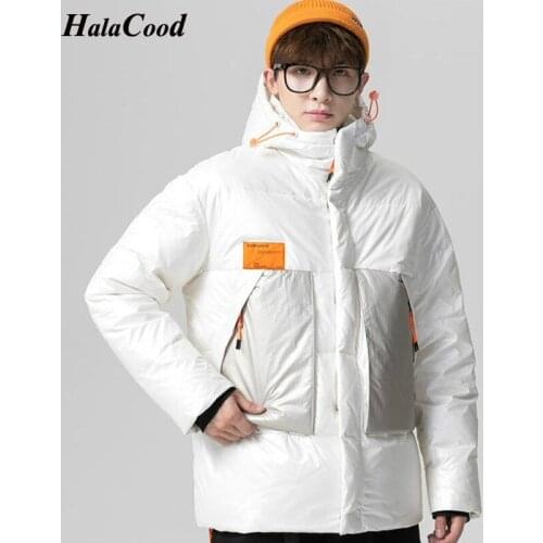 HALACOOD Plus Size Winter Mens Down Coats Fashion Mens Jackets Coats Mens Thick Warm Bright Mens Hoodes Down Jackets Clothing