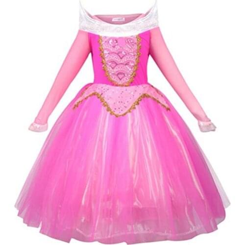 FINDPITAYA Carnival Princess Auro Dress Girls The Sleeping Beauty Halloween Fantasy Cosplay Costume Long Sleeve Party Dress
