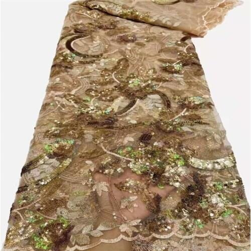 SJ Lace French Net Lace Fabric 2021 High Quality Lace Sequins Embroidery Mesh Bridal Nigerian Wedding Dress Lace Sewing cd5-86