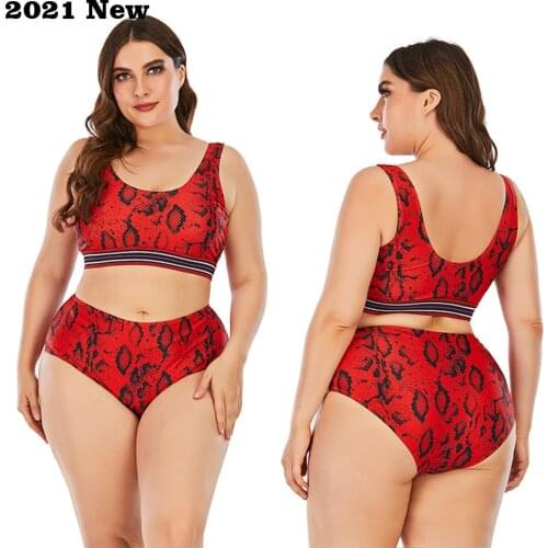 Plus Size Push Up Bikinis Set Women Swimsuit High Waist Swimwear Larges Big Plussize Bathing Swimming Beachwear Suits 2021 New