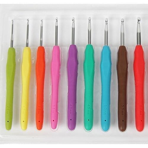 Multicolor Knitting Needles 2-10mm Soft Grip Ergonomic Handle Yarn Crochet Needle Weaving crochet hook Needles DIY Craft Tools