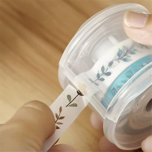 Multi-function Tape Cutter Tape Storage Box Plastic Clear Masking Washi Desk Organizer Adhesives Office Stationery Holder