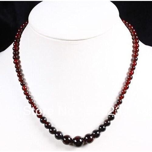Fashion style 6-12mm Natural red garnet round jewellery beads making necklace 17" MY4649