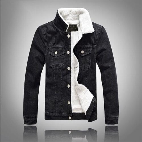 B Men Jacket and Coat Trendy Warm Fleece Denim Jacket 2018 Winter Fashion Mens Jean Jacket Outwear Male Cowboy 5XL