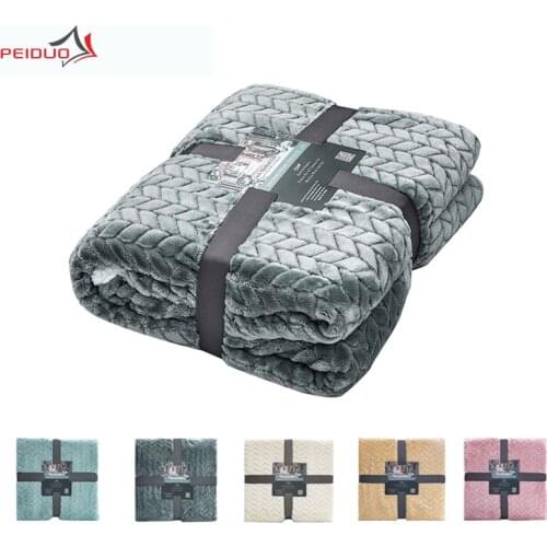 PEIDUO Soft Warm Coral Fleece Blanket Winter Solid Color Sheet Bedspread Sofa Light Thin Mechanical Wash Flannel Blankets