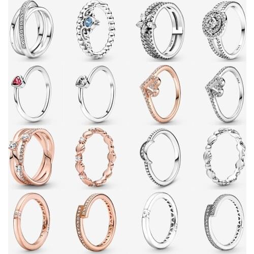 2021 New 925 Sterling Silver Crossover Pave Triple Band Ring For Women Fashion Sparkling Crystal Overlapping Ring Jewelry