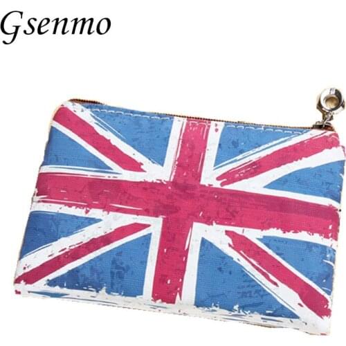 6style New Cute Zipper Case Coin Purse Europe female Girl Printing Coins Change Flag Purse Bag Clutch Wallet Key Bags