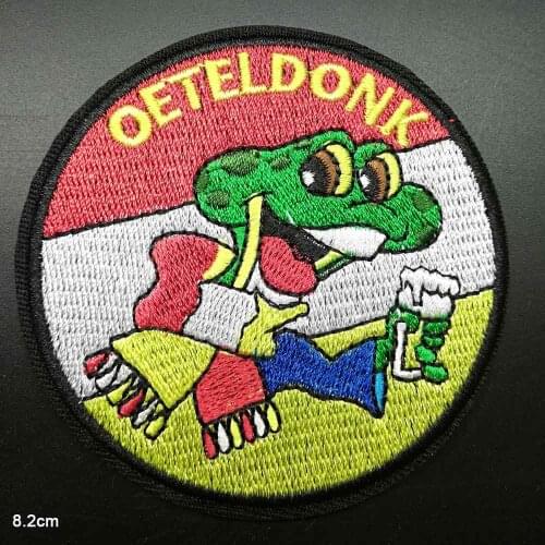 Oeteldonk Full Embroidered Frog Carnival For Netherland Iron On Embroidered Clothes Patches For Clothing Embleem Emblemen