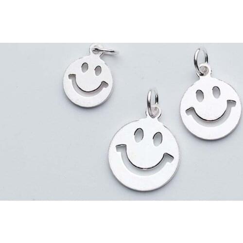 925 Sterling Silver Smile Face Charms Hollow Craft Happy Decoration Bracelets Pendants DIY Women Jewelry Making Accessories