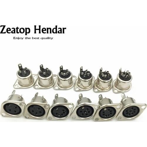 100Pcs DIN 3 4 5 6 7 8 Pin Female Metal Socket Hulled Panel Mount Chassis Connector Soldering Iron