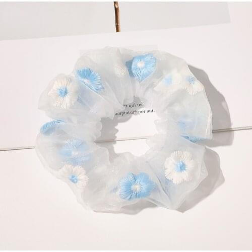 Harajuku Embroidery Sakura Scrunchie Velvet Elastic Hair Bands Women Girl Summer Ponytail Holder Hair Ties Rope Hair Accessories