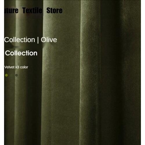 2021 Light Luxury Velvet Curtain Dark Green Series Velvet Cloth Shading Floating Curtain Curtains for Living Dining Room Bedroom