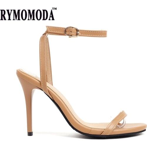 Womens Sandals Summer Shoes for Women 2021 Fashion Designer One Belt Luxury Ladies 9.5cm Super High Heels Plus Size 44 45 46