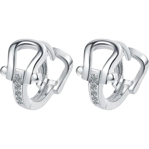 925 Sterling Silver Crystal Geometric Piercing Stud Earrings For Women Girls Engagement Party Jewelry Pendientes eh062