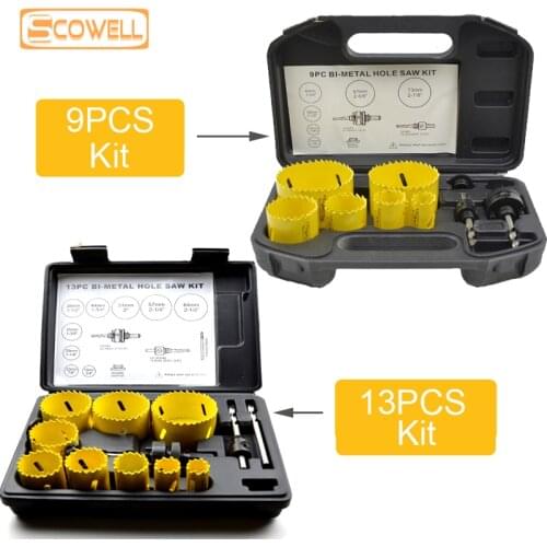 30% Off Holesaw Cutter Drill Bit Hole Saws Metal Wood For Stainless Steel Blade HSS Bi-metal Material Type 9 PCS Kit 13PCS Kit