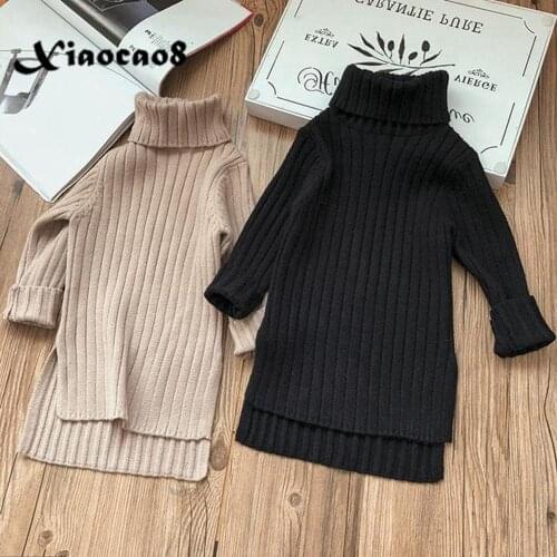 2-9 Years Kids Knit Turtleneck Sweaters for Boys and Girls Solid Irregular Full Top Shirts Toddler Baby Fall Clothes 2 3 4 6 8