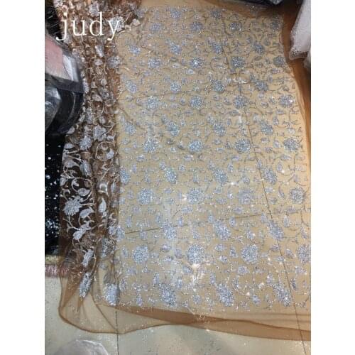 In stock 5yards/bag HL259# Dark base cloth silver glitter gauze wedding cloth for bridal wedding dress/sawing