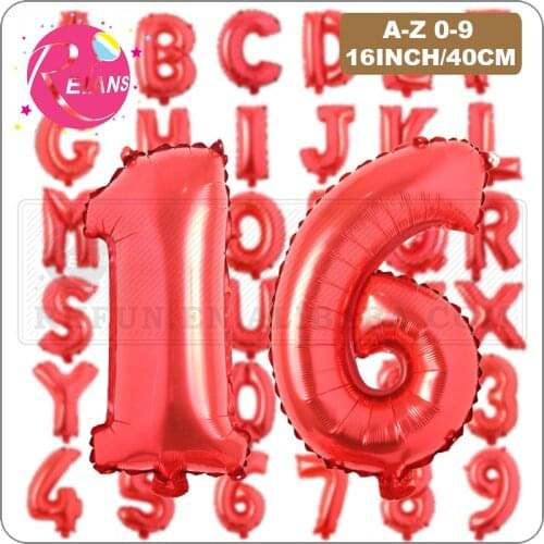 16 inch Red Letter A-Z number 0-9 Alphabet Foil Balloons Birthday Party Wedding Decoration banner Event & Party Supplies ballon