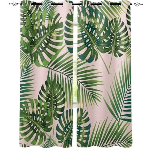 Living Room Curtains Tropical Jungle Leaves Blackout Curtain for Bedroom Bay Window Decorative Shading Cloth