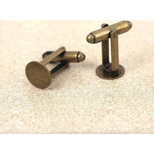 25mm Blank Mens Cufflinks Settings Antique Bronze tone Flat Circle Glue Pad Cameo French Cuff Links Findings Bases Wholesale